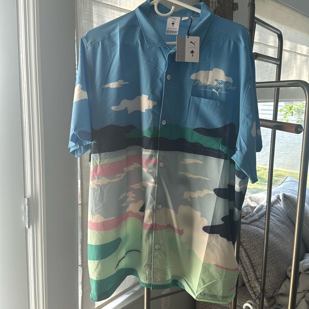 Men's Puma x PTC Blue WM Phoenix Open Print MATTR Button-Up Shirt XL